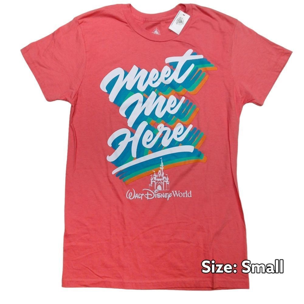 NWT Disney World "Meet Me Here" Coral Tee